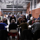 Attendees arrive at the Iowa Democratic caucuses at a school in Des Moines, Iowa.